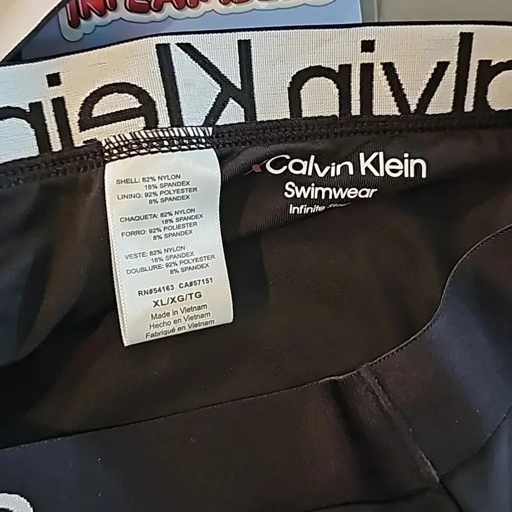 Calvin Klein Women's Black Logo Band High Waisted Swimsuit Bikini Bottom Size XL